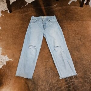 H&M Relaxed High Rise Straight Distressed Crop Jeans 6 Short Petite